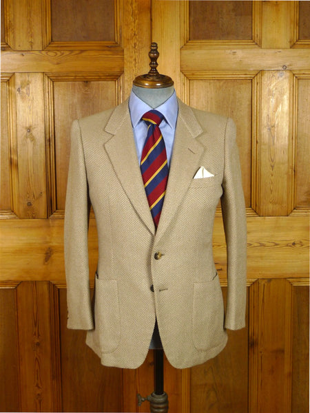 26/0159 vintage italian beige pure cashmere barleycorn weave sports jacket blazer 39 short