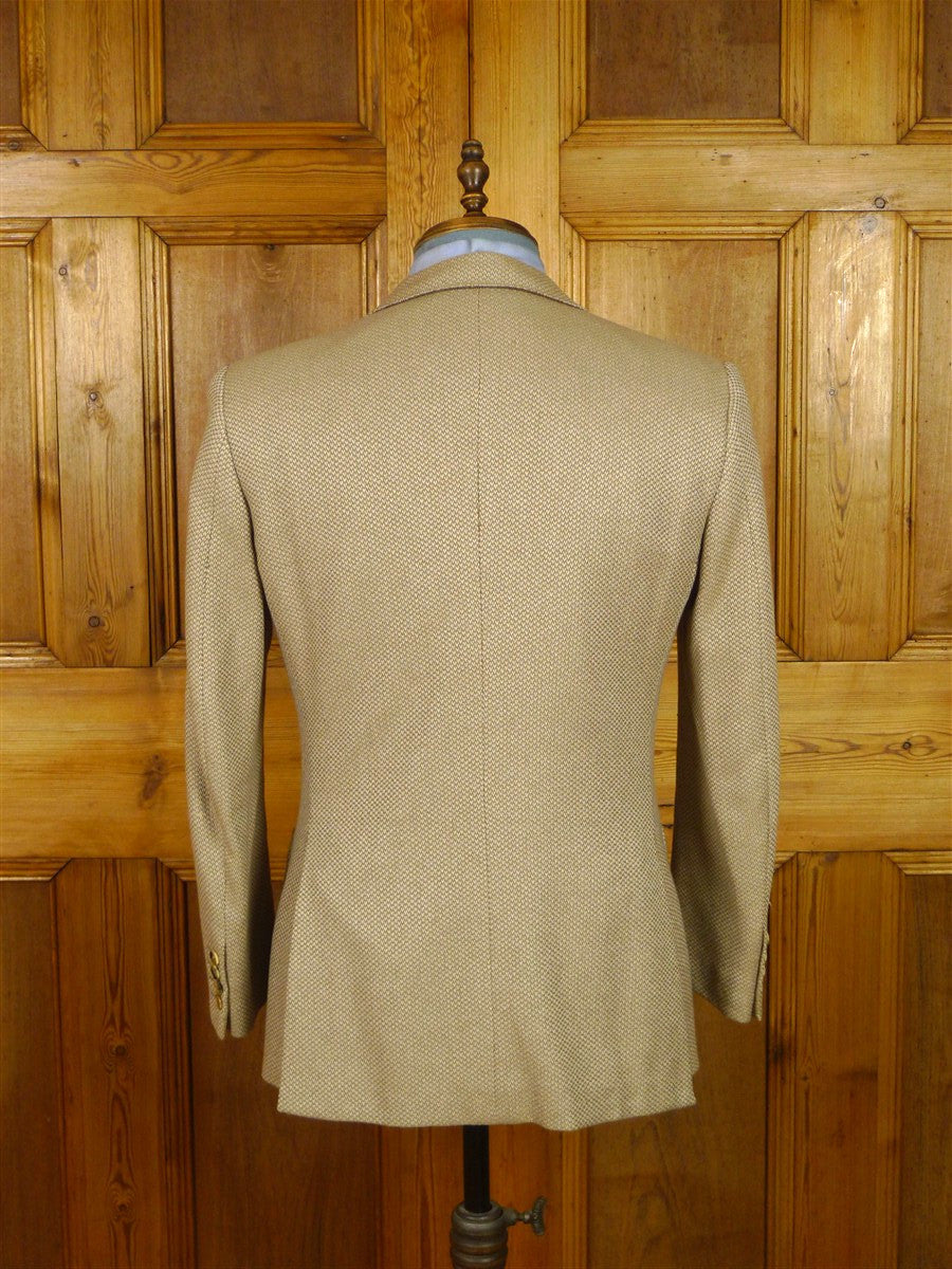 26/0159 vintage italian beige pure cashmere barleycorn weave sports jacket blazer 39 short