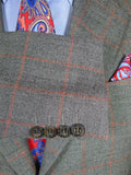 26/0168 fabulous vintage turnbull & asser london heavyweight grey / red wp check worsted suit 40 short