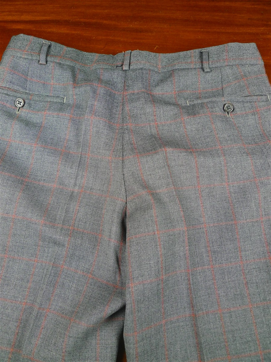 26/0168 fabulous vintage turnbull & asser london heavyweight grey / red wp check worsted suit 40 short