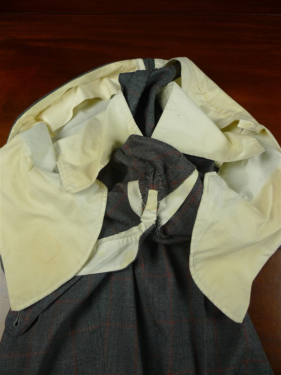 26/0168 fabulous vintage turnbull & asser london heavyweight grey / red wp check worsted suit 40 short