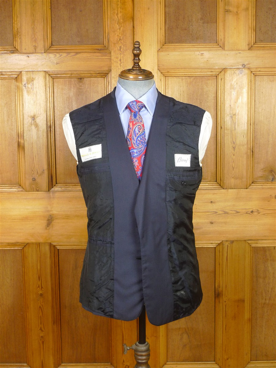 26/0164 brioni canvassed luxury navy blue wool suit w/ embroidered linings 40 short