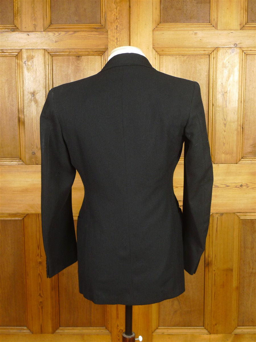 26/0170 fabulous1930s 1940s vintage black barathea / grosgrain silk wide peak lapel s/b dinner jacket 36 regular
