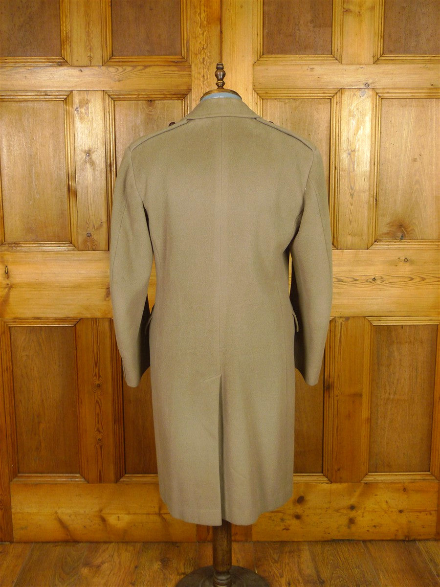26/0176 vintage 1950s 1960s gieves savile row extra-heavyweight british warm overcoat coat w/ original leather buttons 39
