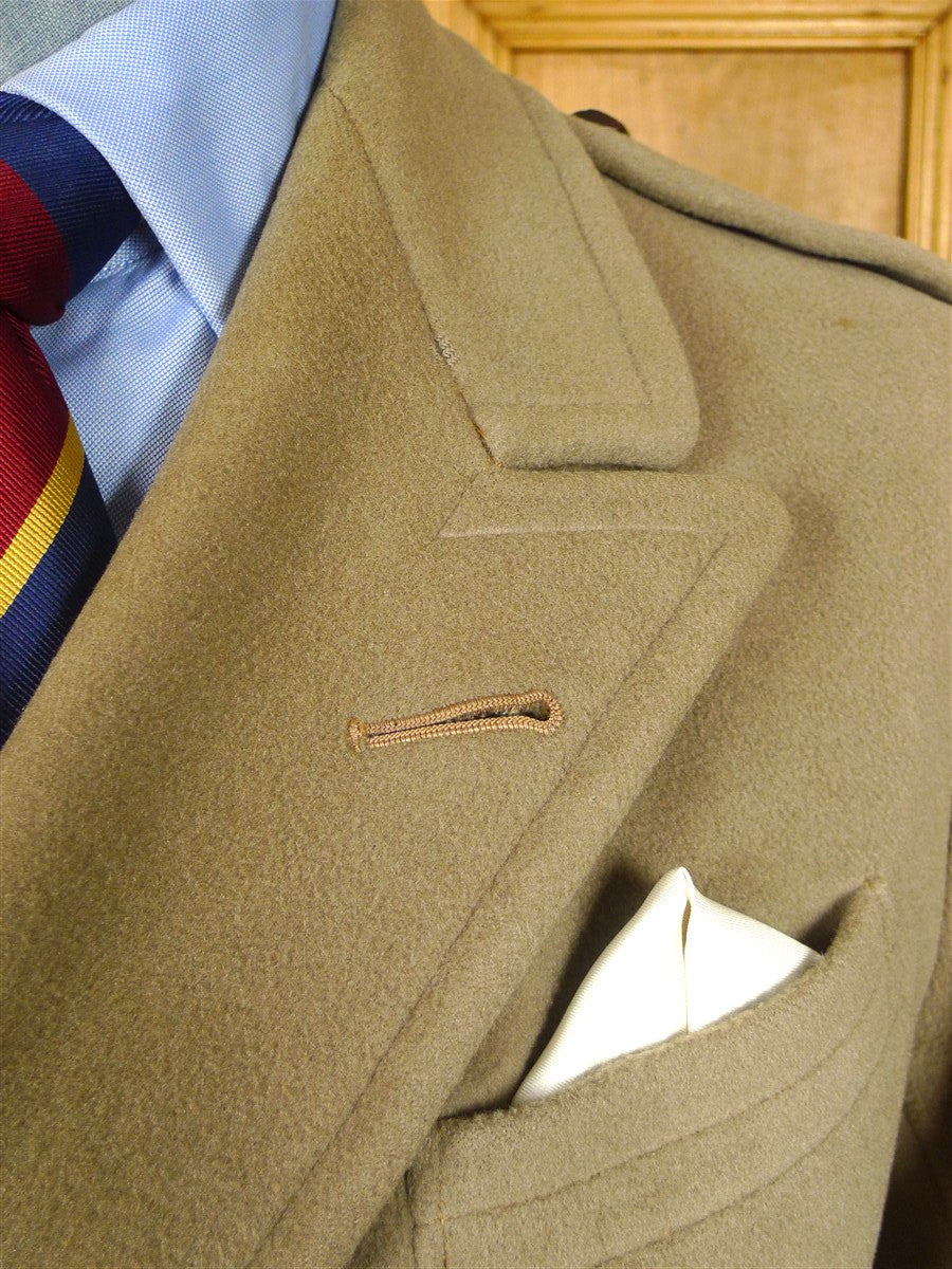 26/0176 vintage 1950s 1960s gieves savile row extra-heavyweight british warm overcoat coat w/ original leather buttons 39