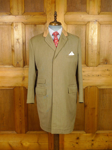 26/0183 very vintage cording & co. venetian twill covert coat w/ doeskin contrast collar 40 short