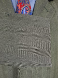 26/0174 immaculate vintage british grey herringbone overcoat coat w/ velvet collar 40