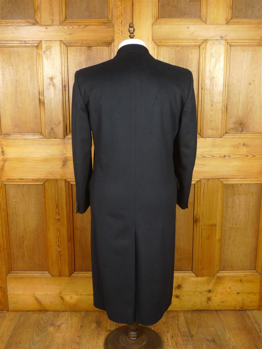 26/0175 near immaculate italian pure cashmere navy blue d/b overcoat coat 40