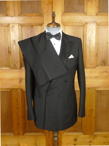 26/0194 vintage gieves & hawkes savile row black wool dinner suit w/ satin facings 40 long