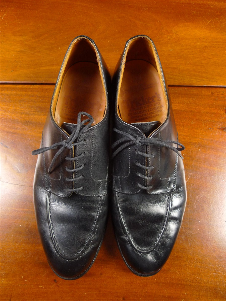 26/0198 vintage tricker's  jermyn street black apron front derby shoe uk 8.5