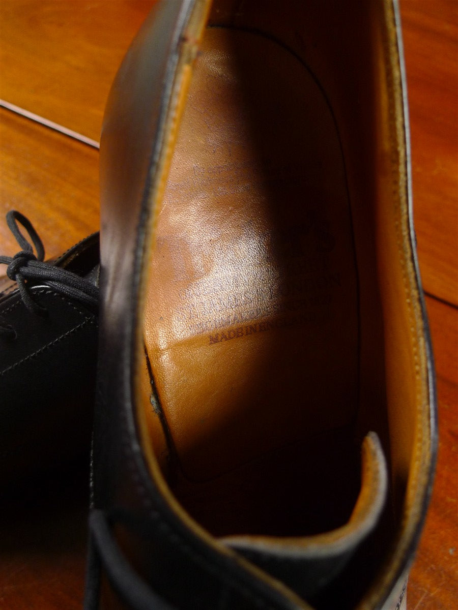 26/0198 vintage tricker's  jermyn street black apron front derby shoe uk 8.5