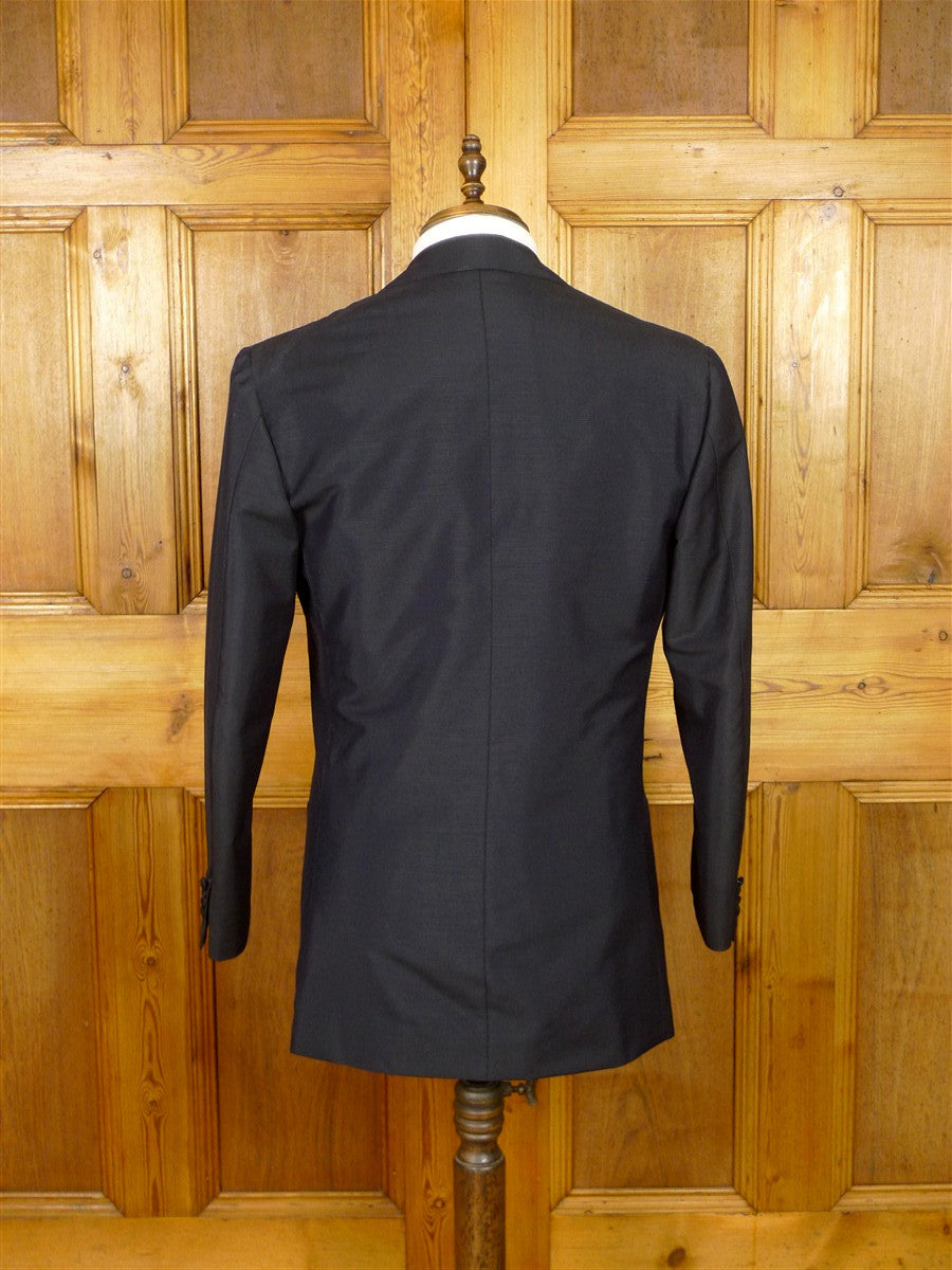 26/0208 exceptional 2017 lh napoli italian bespoke midnight blue mohair dinner suit w/ grosgrain silk facings 40 long