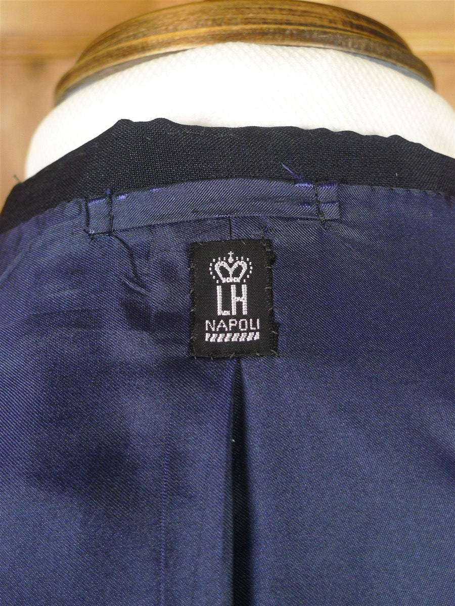 26/0208 exceptional 2017 lh napoli italian bespoke midnight blue mohair dinner suit w/ grosgrain silk facings 40 long