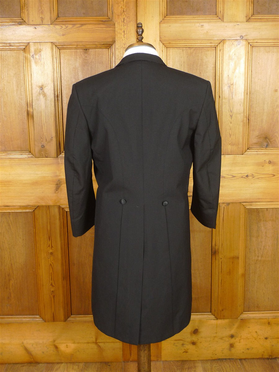 26/0209 ralph lauren black 100% wool lightweight evening tailcoat w/ satin facings 40 regular