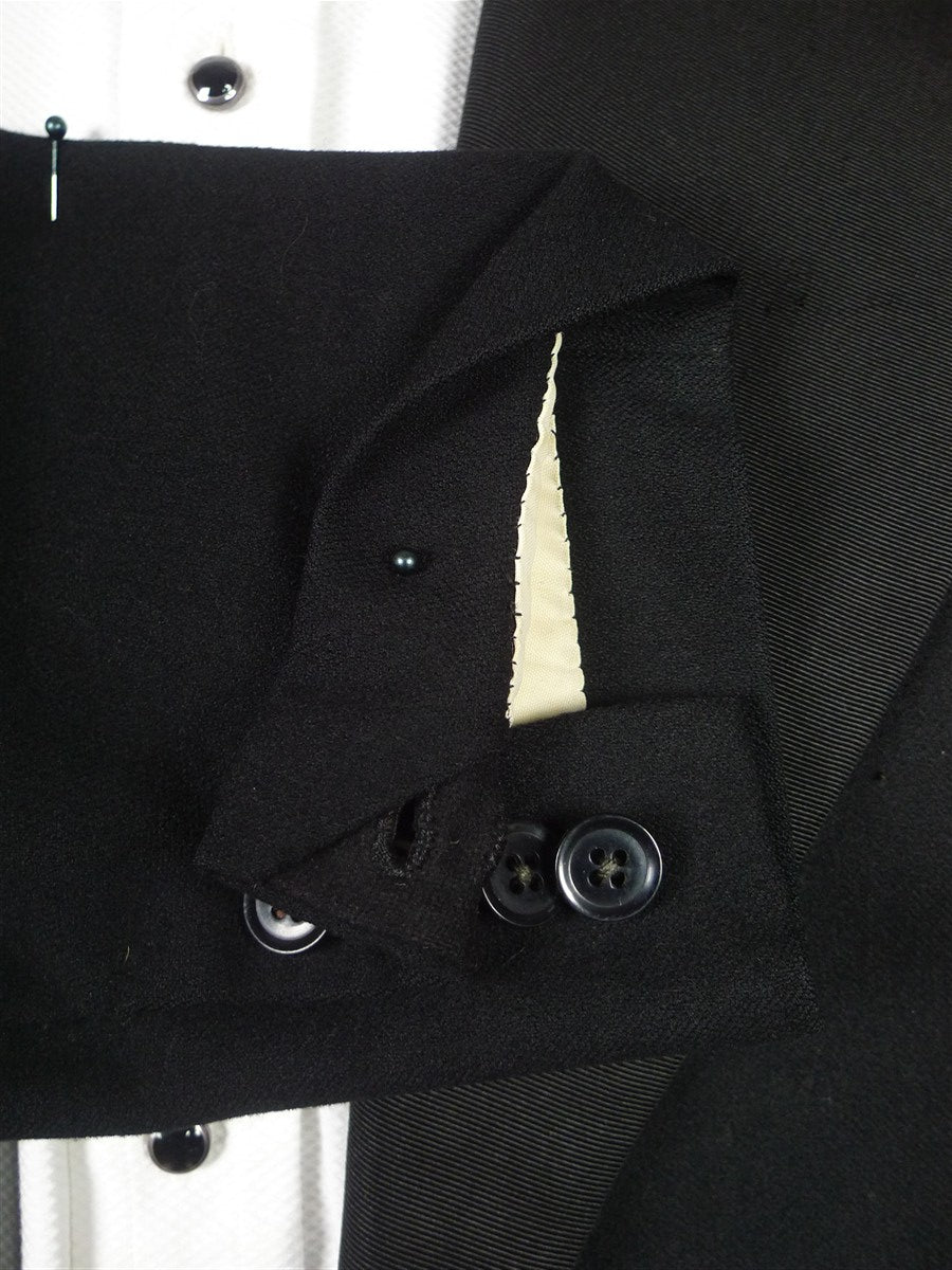 26/0210 genuine 1950s vintage british black wool evening tailcoat w/ grosgrain silk facings 39-40 regular