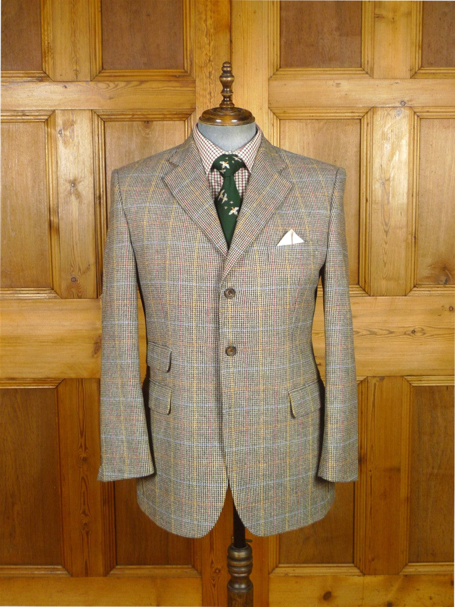 26/0206 immaculate daks london wp check tweed wool sports jacket blazer 41 regular