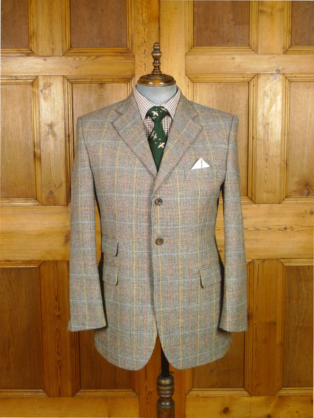 26/0206 immaculate daks london wp check tweed wool sports jacket blazer 41 regular