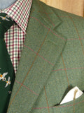 26/0204 immaculate 2012 bespoke tailored green / red wp check tweed sports jacket 44 short to regular