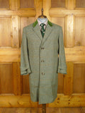 26/0201 immaculate 1950s 1960s vintage irish tweed green glen check coat overcoat w/ velvet collar 44-45