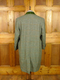 26/0201 immaculate 1950s 1960s vintage irish tweed green glen check coat overcoat w/ velvet collar 44-45