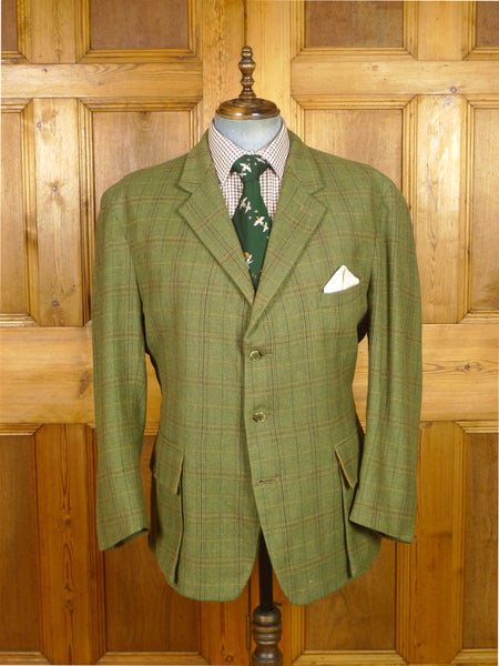 26/0225 vintage p j haggart of aberfeldy scottish tweed green wp check unstructured shooting jacket coat 49-50 short to regular