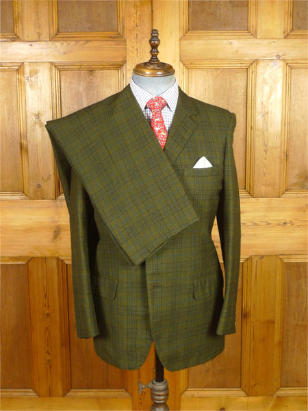 26/0226 vintage aquascutum london green glen check heavyweight twist tweed suit 40 regular