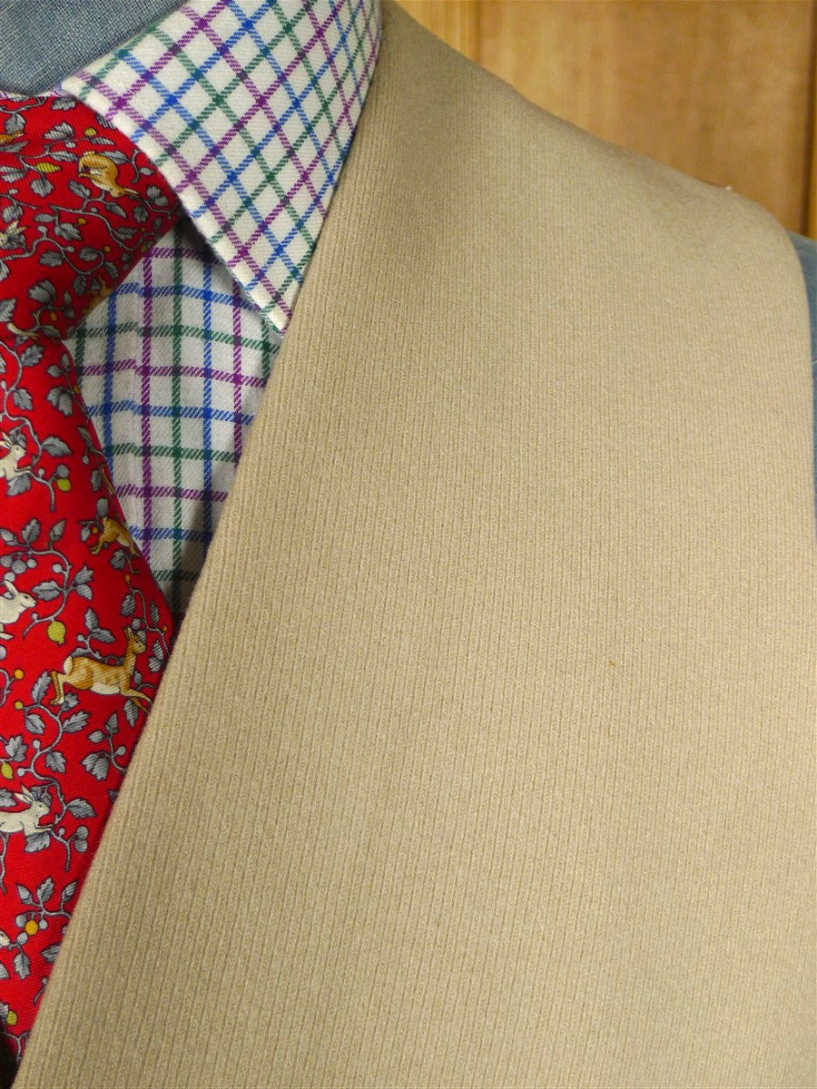 26/0227 exceptional vintage heavyweight beige cavalry twill country waistcoat w/ brass buttons 40