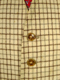26/0228 wonderful 1940s 1950s vintage harry hall cream / brown tattersall check wool country waistcoat 40