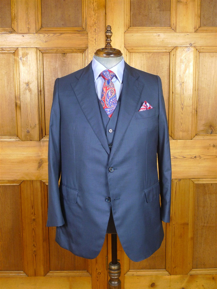 26/0231 immaculate 2019 italian bespoke teal blue super 150s luxury wool 3-piece suit 42 short to regular