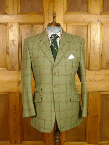 26/0248 vintage scottish bespoke tailor heavyweight green wp check tweed jacket 43 regular to long