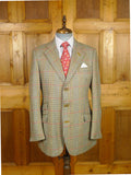26/0245 immaculate daks signature brown gun check tweed sports jacket blazer w/ suede trims & ghillie collar 40 regular