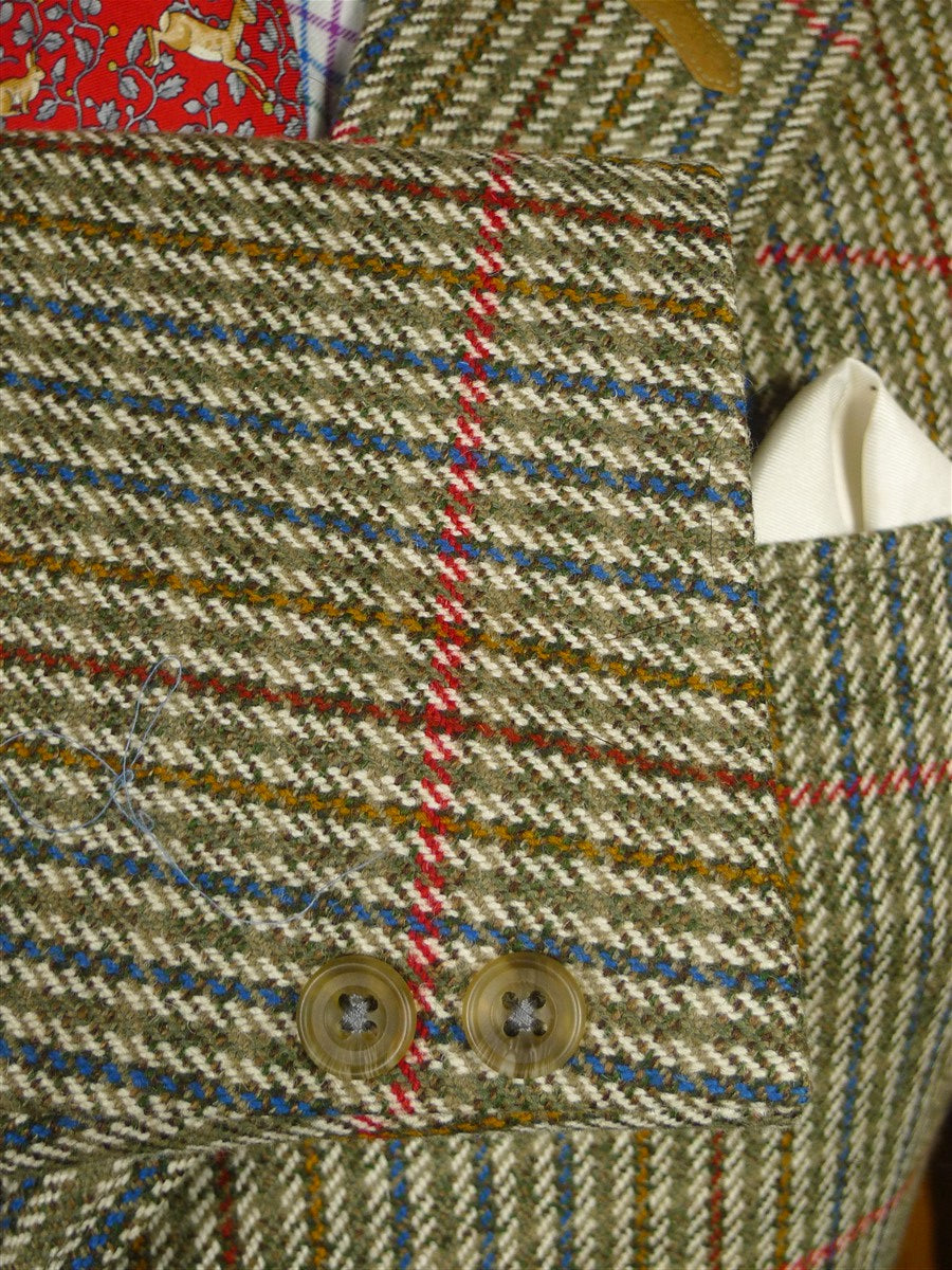 26/0245 immaculate daks signature brown gun check tweed sports jacket blazer w/ suede trims & ghillie collar 40 regular