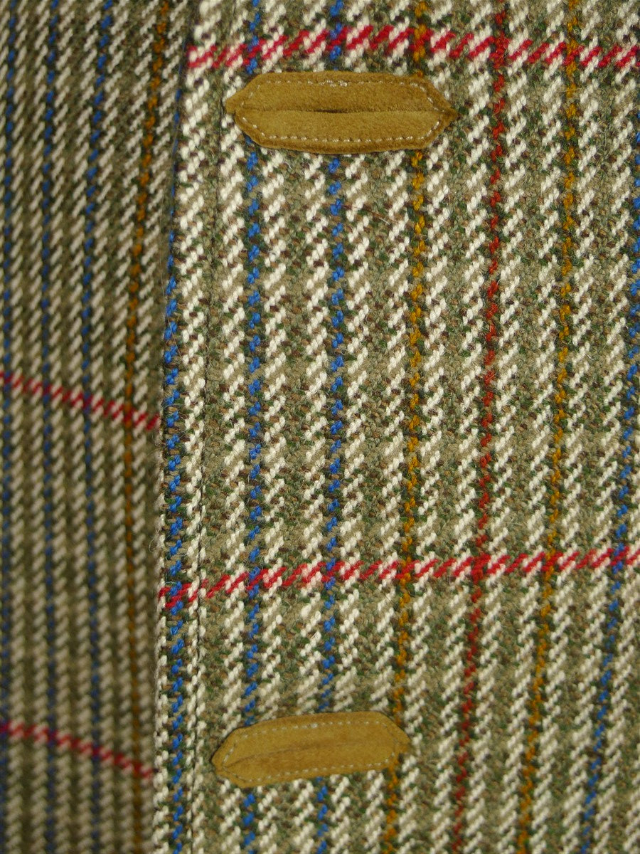 26/0245 immaculate daks signature brown gun check tweed sports jacket blazer w/ suede trims & ghillie collar 40 regular