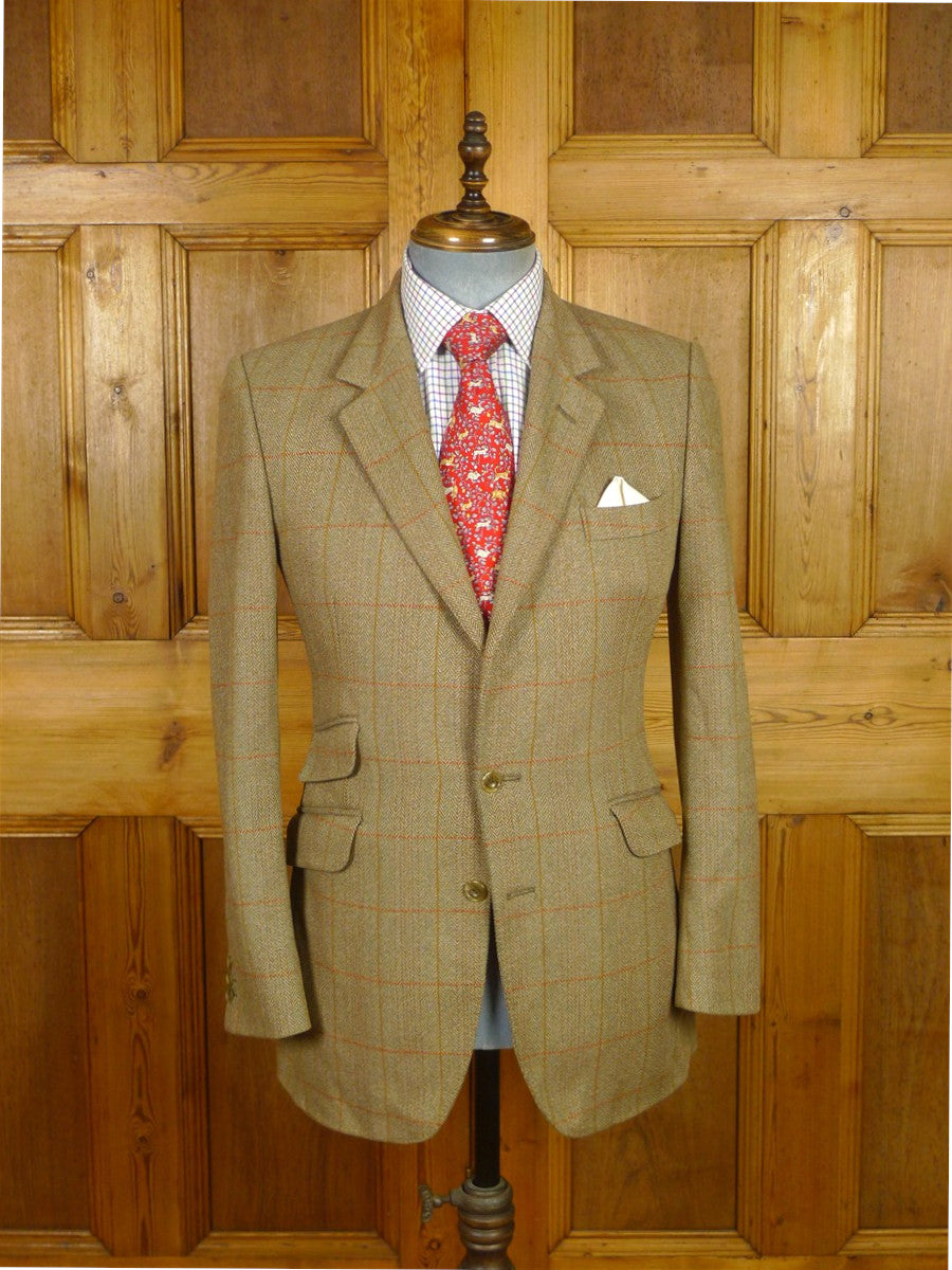26/0241 vintage john g hardy brown wp check tweed jacket 36 regular