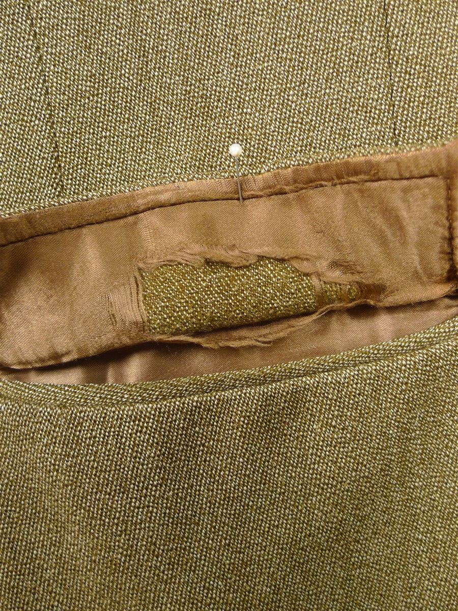 26/0243 fabulous vintage swaine adeney heavyweight green keepers tweed covert coat overcoat w/ velvet collar 43-44