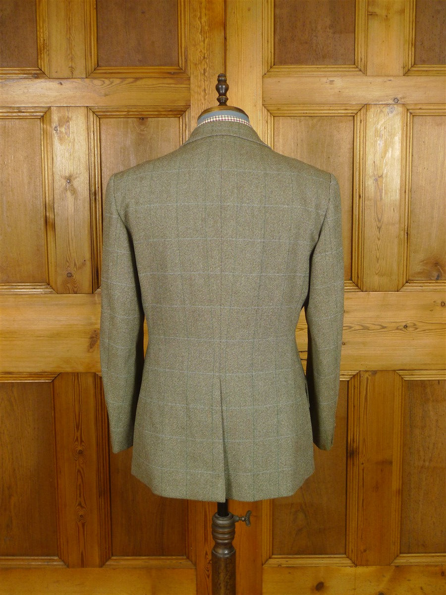 26/0250 vintage 1982 wells of mayfair savile row bespoke green wp check heavyweight tweed suit 40-41 regular