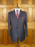 26/0249 fabulous 1987 wells of mayfair savile row bespoke immaculate navy blue pin-head stripe 3-piece worsted suit 39 regular