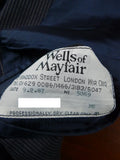 26/0249 fabulous 1987 wells of mayfair savile row bespoke immaculate navy blue pin-head stripe 3-piece worsted suit 39 regular