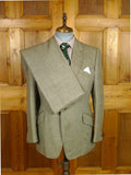 26/0250 vintage 1982 wells of mayfair savile row bespoke green wp check heavyweight tweed suit 40-41 regular