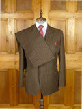 26/0251 wonderful 1979 vintage wells of mayfair savile row bespoke brown multi-stripe suit w/ paisley linings 39 regular