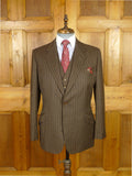26/0251 wonderful 1979 vintage wells of mayfair savile row bespoke brown multi-stripe suit w/ paisley linings 39 regular
