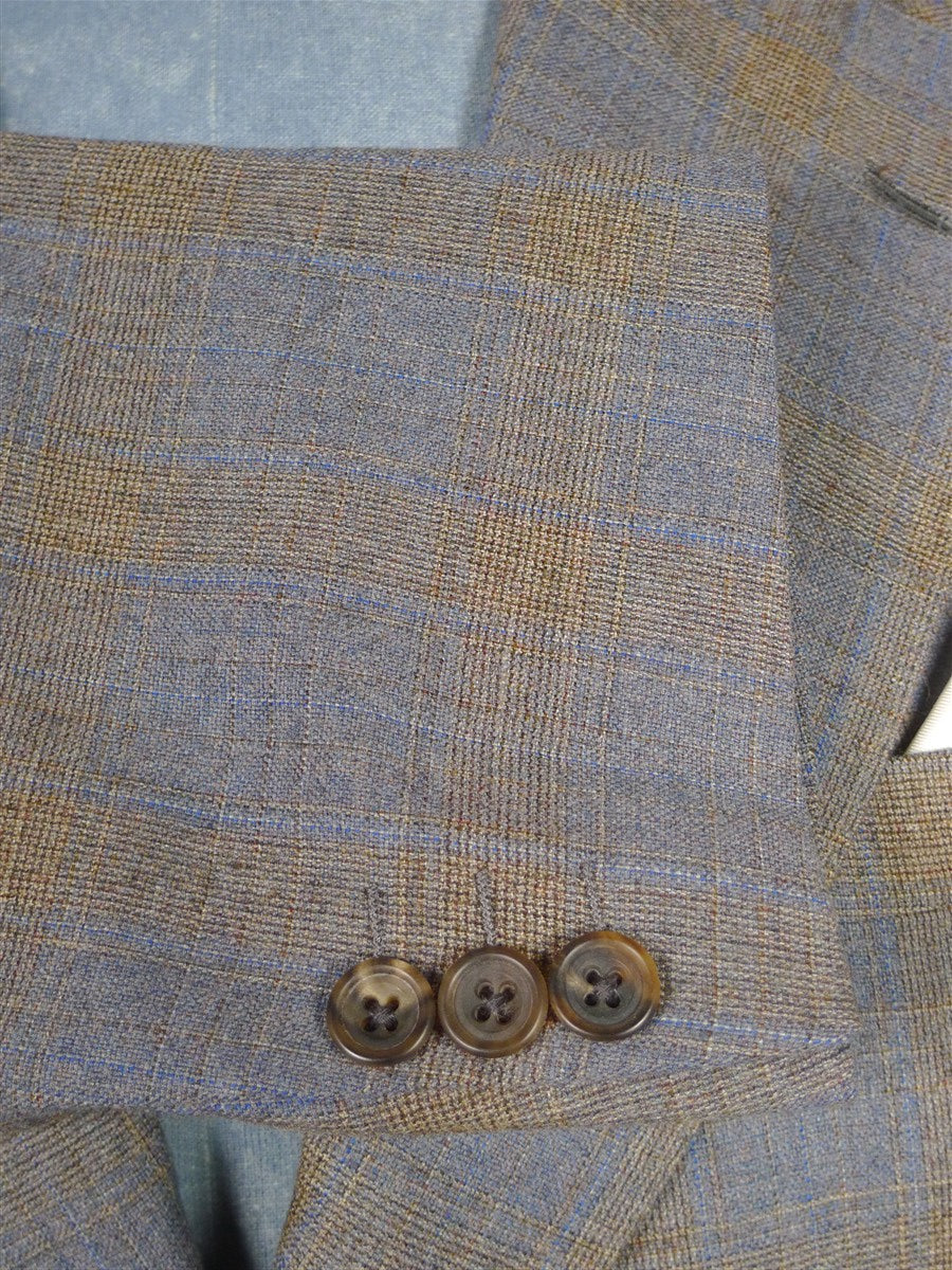 26/0257 vintage aquascutum london grey / brown check wool suit 42 regular