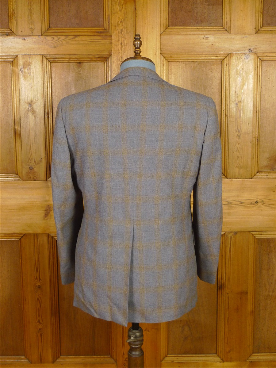 26/0257 vintage aquascutum london grey / brown check wool suit 42 regular