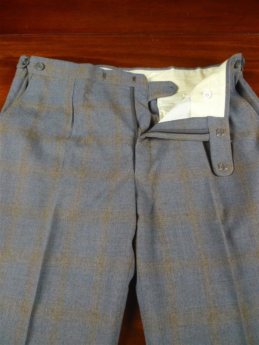 26/0257 vintage aquascutum london grey / brown check wool suit 42 regular