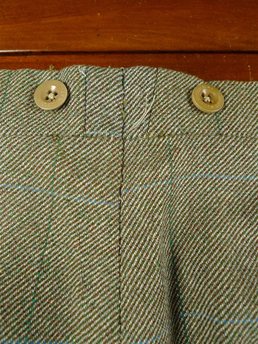 26/0258 heavyweight vintage savile row bespoke green wp check tweed trouser 33-37