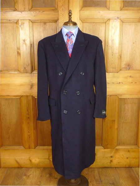 26/0261 deadstock w/ tags beale & inman navy blue 100% cashmere d/b overcoat coat 44-46