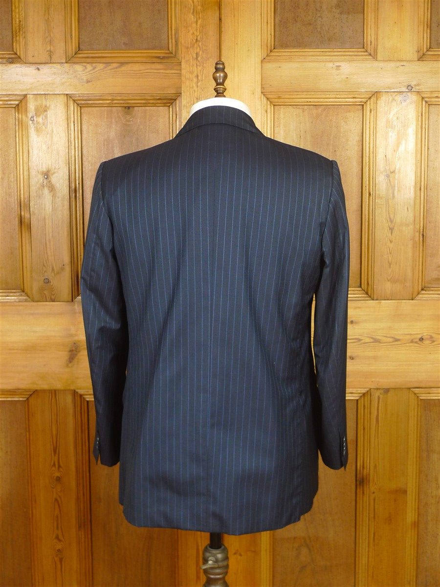 26/0263 immaculate 2010 italian bespoke navy / royal blue pin-stripe super 150s wool & silk suit 43 regular