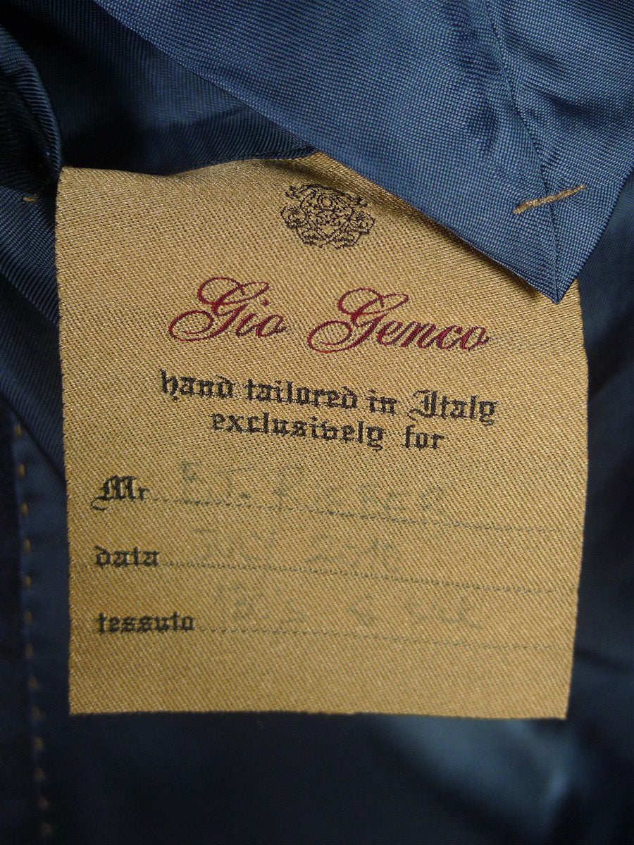 26/0263 immaculate 2010 italian bespoke navy / royal blue pin-stripe super 150s wool & silk suit 43 regular