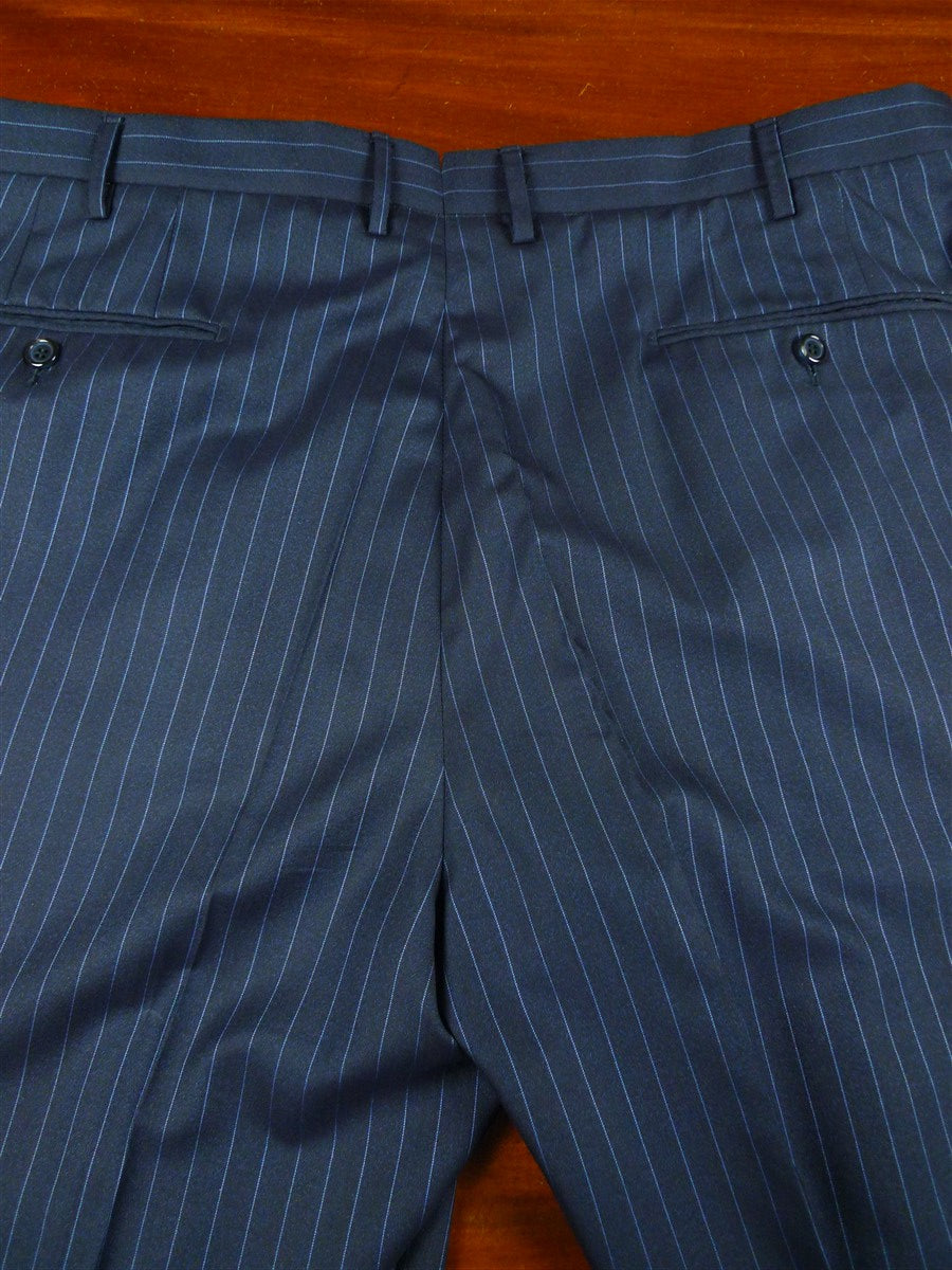 26/0263 immaculate 2010 italian bespoke navy / royal blue pin-stripe super 150s wool & silk suit 43 regular