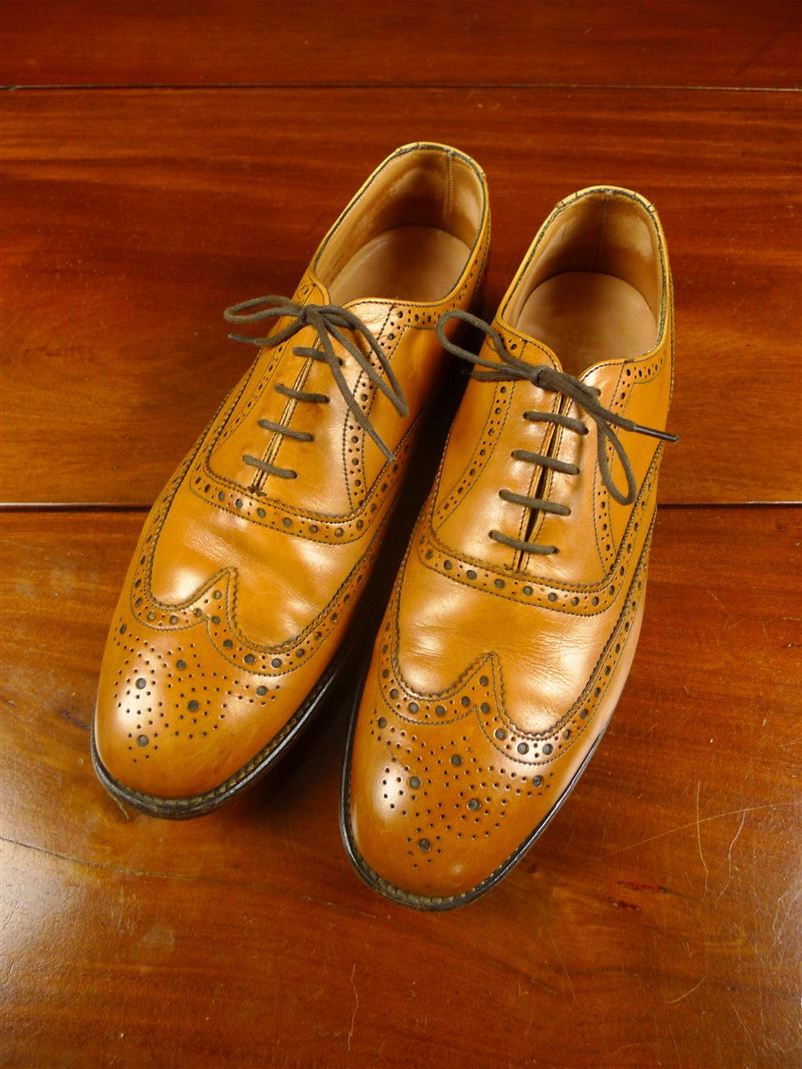 26/0334 loake tan brown leather full brogue shoe uk 10